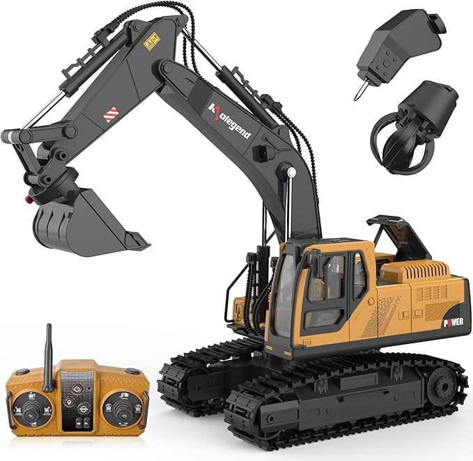 Kolegend 3‑in‑1 RC Excavator (1:14) with Shovel, Drill & Claw